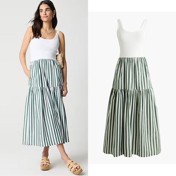 NWT J CREW Factory Striped tiered knit mixy dress - Picture 1 of 5